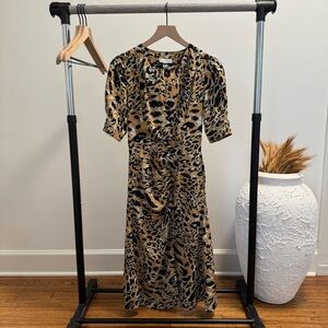 Topshop Black and Gold Midi Dress